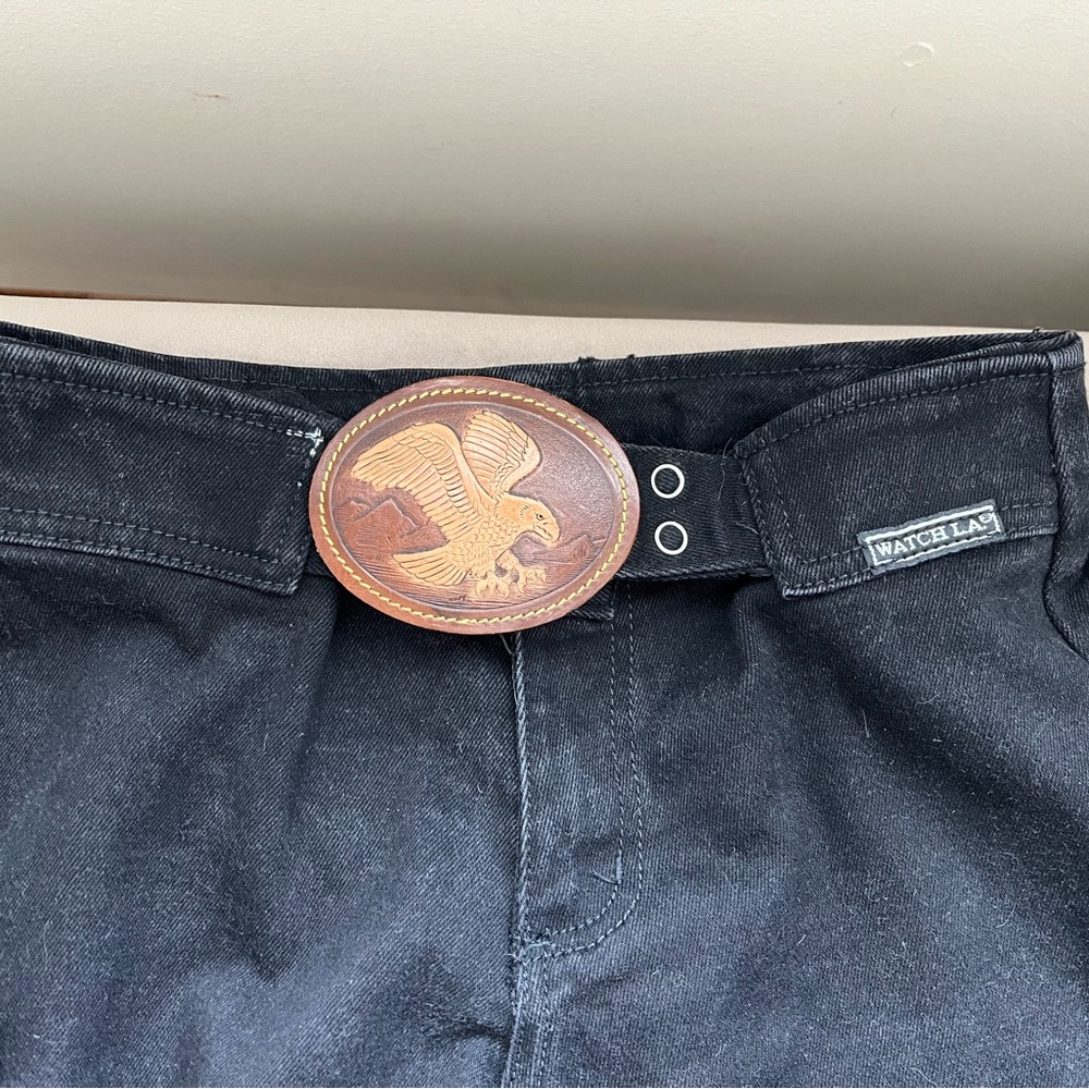 Watch LA Black High Rise Flare Jeans with Eagle Buckle